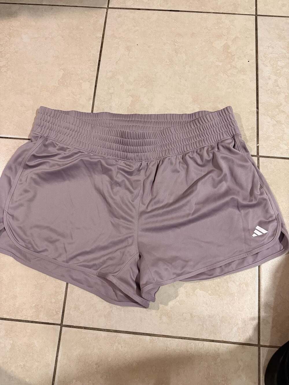 adidas Women's Pacer Essentials Knit High-Rise Running Shorts in Shadow Fig